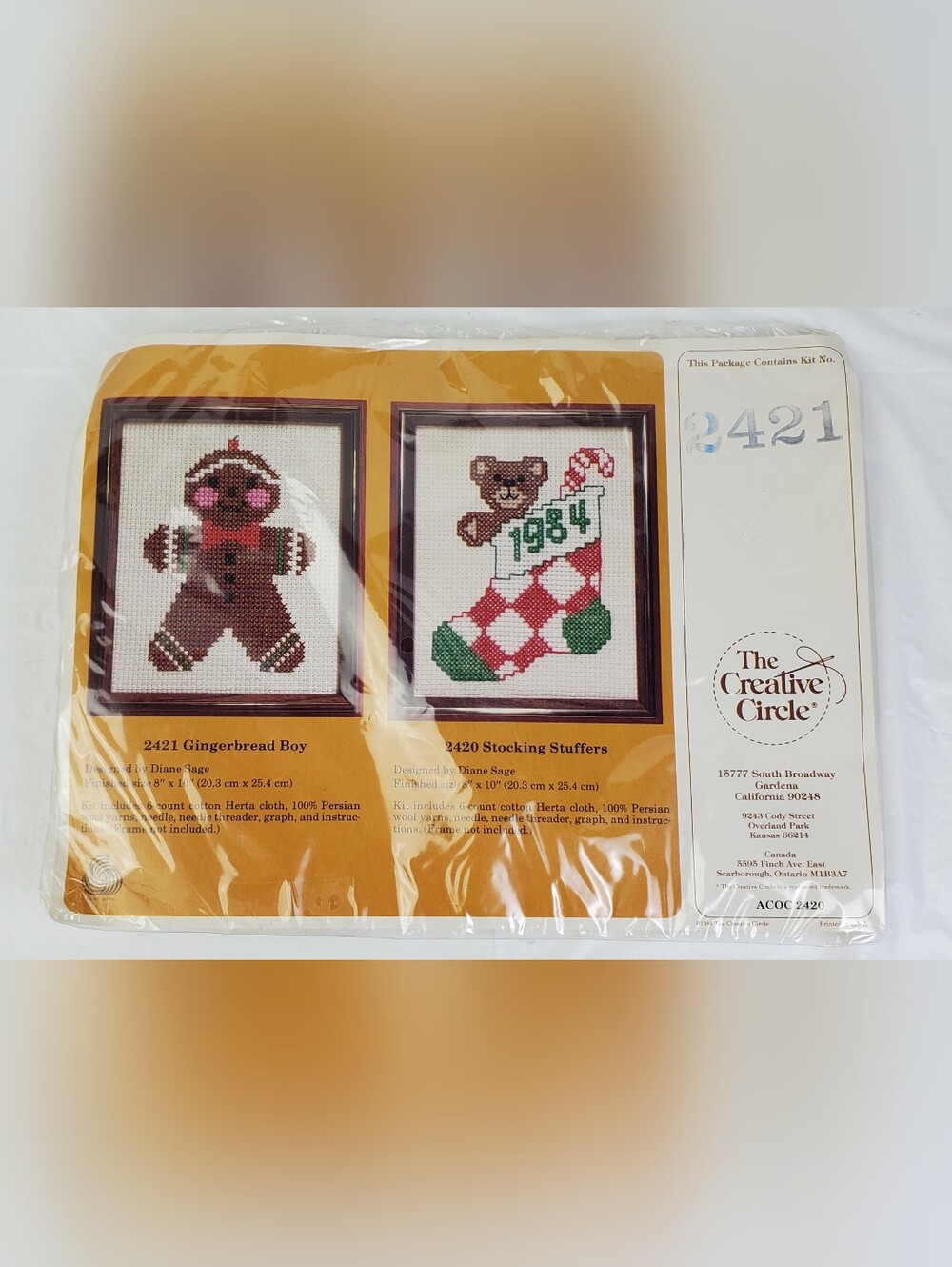Creative Circle VTG 1984 Christmas Gingerbread Cross Stitch Kit # 2421 - NOS